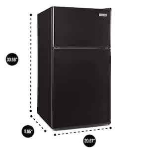 18 in. 3.2 cu. ft. Double Door Mini Refrigerator with Freezer in Black