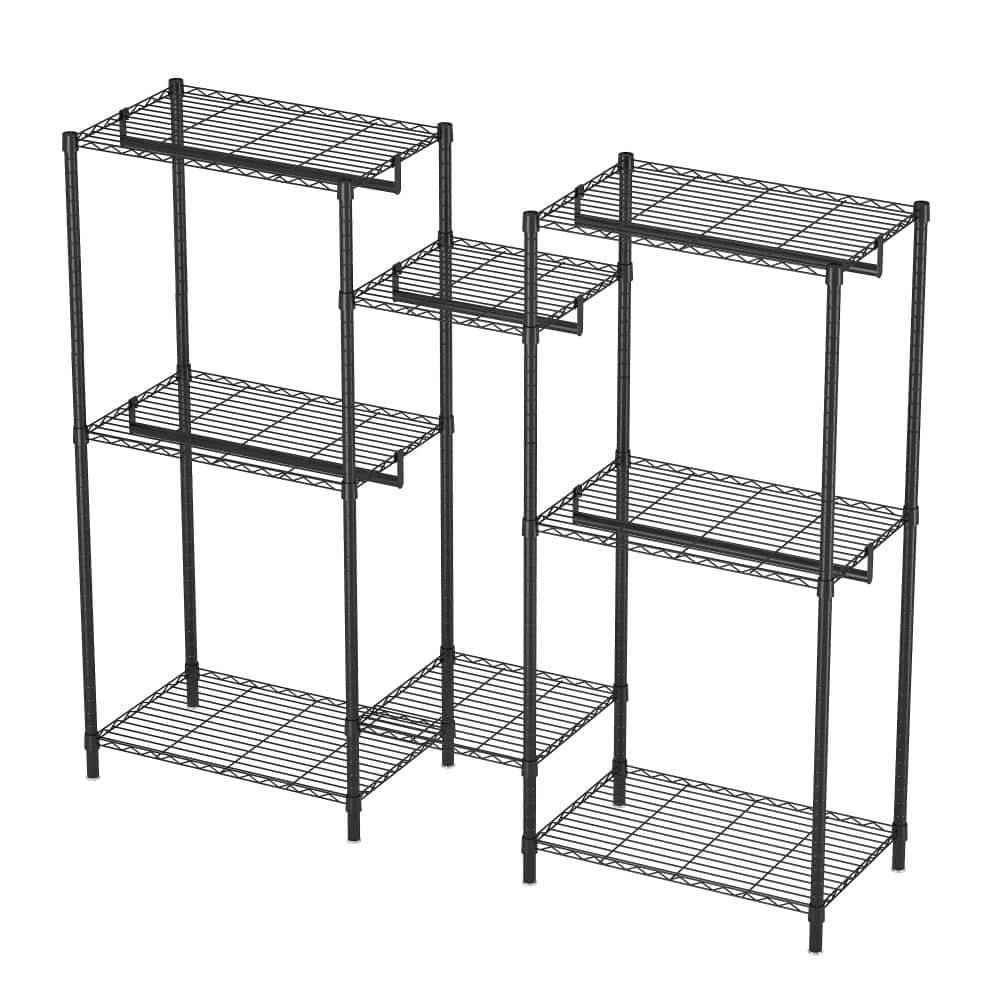Black Heavy Duty Steel Freestanding Adjustable Clothes Rack 74 in. W x 74 in. H, with 8 Wire Shelves, 5 Clothes Rails price history on PriceWatchPro