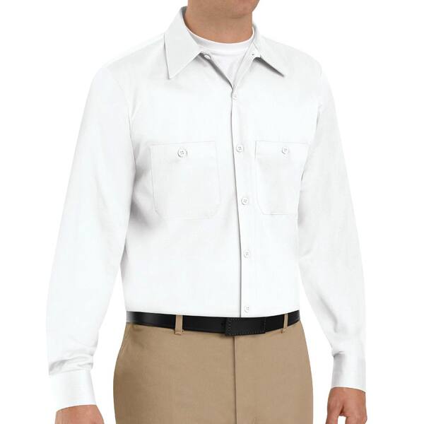 Red Kap Men's Size S White Wrinkle-Resistant Cotton Work Shirt