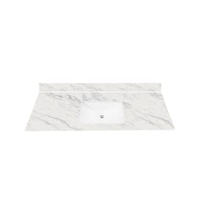 49 in. W x 22 in. Vanity Top in Calcutta Blanc with White Rectangle Single Sink and Single Hole for Faucet