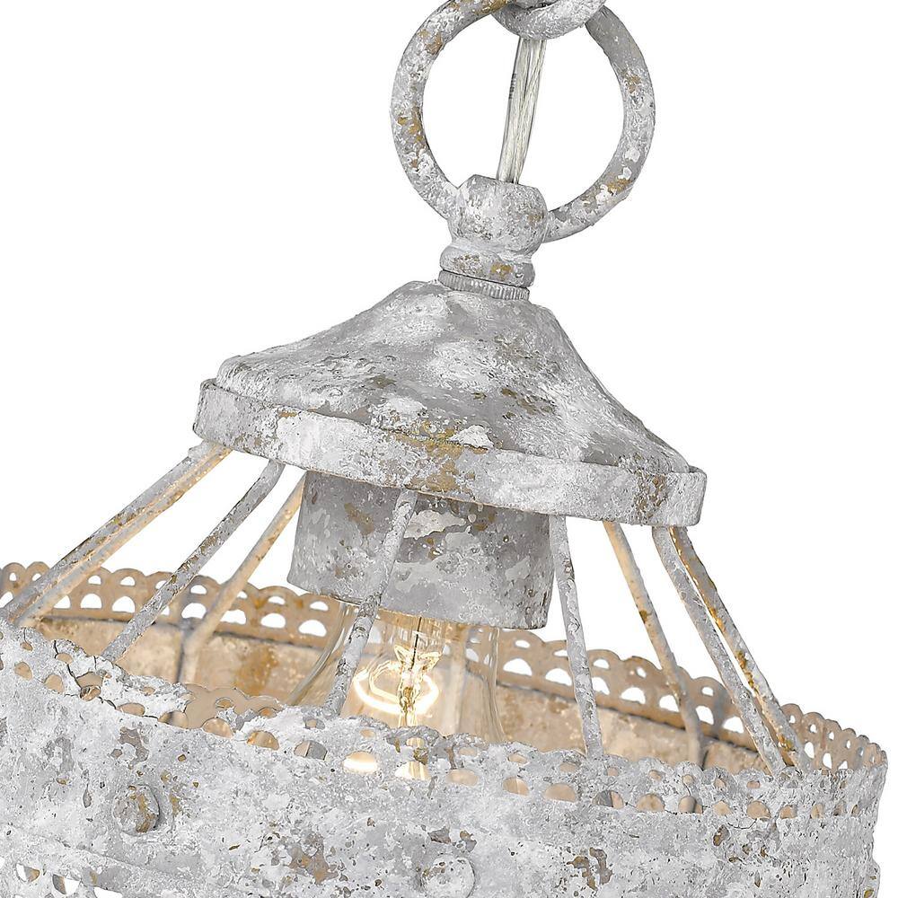 Ferris Oyster White Mini Pendant with Rustic Scalloped Design