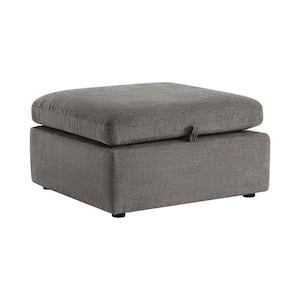 Rhea Fossil Gray Fabric Rectangle Storage Ottoman