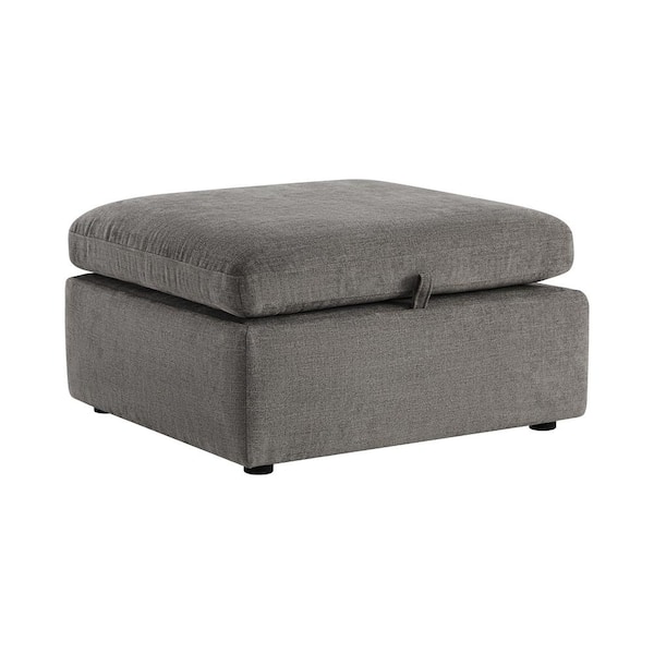 Spruce & Spring Rhea Fossil Gray Fabric Rectangle Storage Ottoman