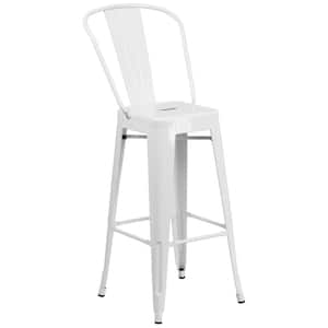 30.25 in. White Metal Bar Stool