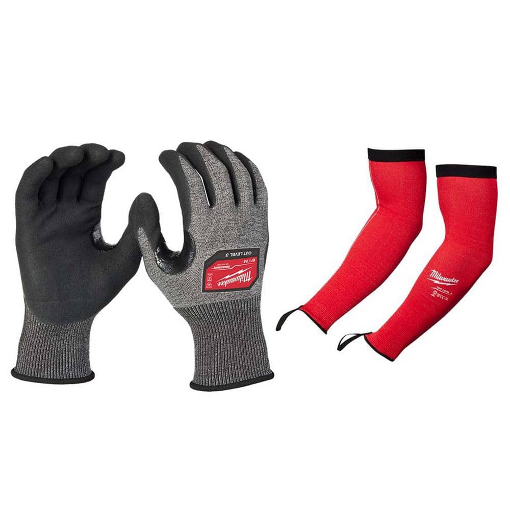 Medium HIGH DEX NITRILE CUT 3 GLOVES with 16 in. Red 4-Way Stretch Cut 3 Resistant Protective Arm Sleeves price history on PriceWatchPro
