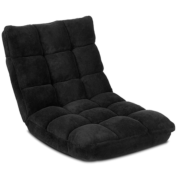null Black Adjustable Floor Chair Folding Lazy Gaming Sofa Chair