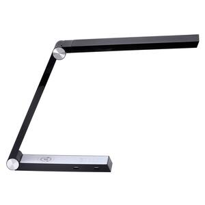16 in. Black Desk Lamp with Wireless Charging, USB Ports