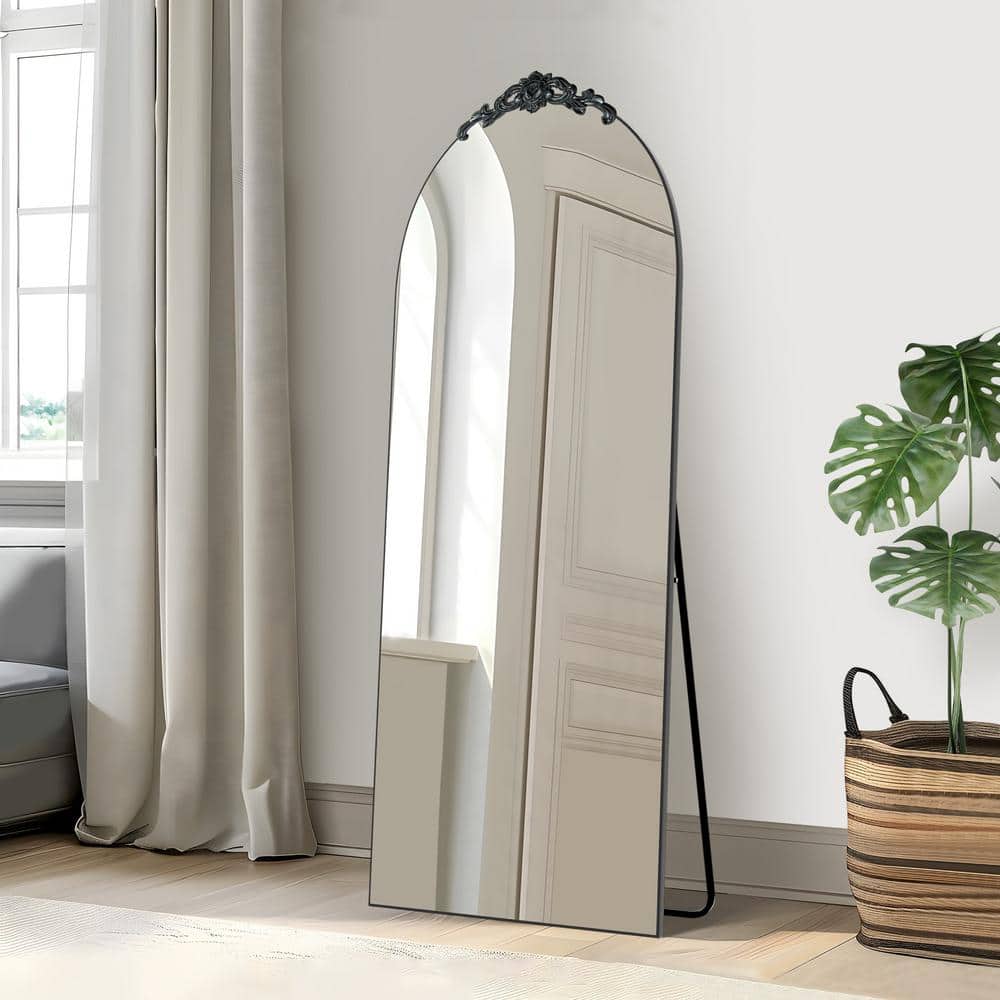 24 in. x 71 in. Modern Arch Framed Leaning Mirror Full-Length Mirror for Be