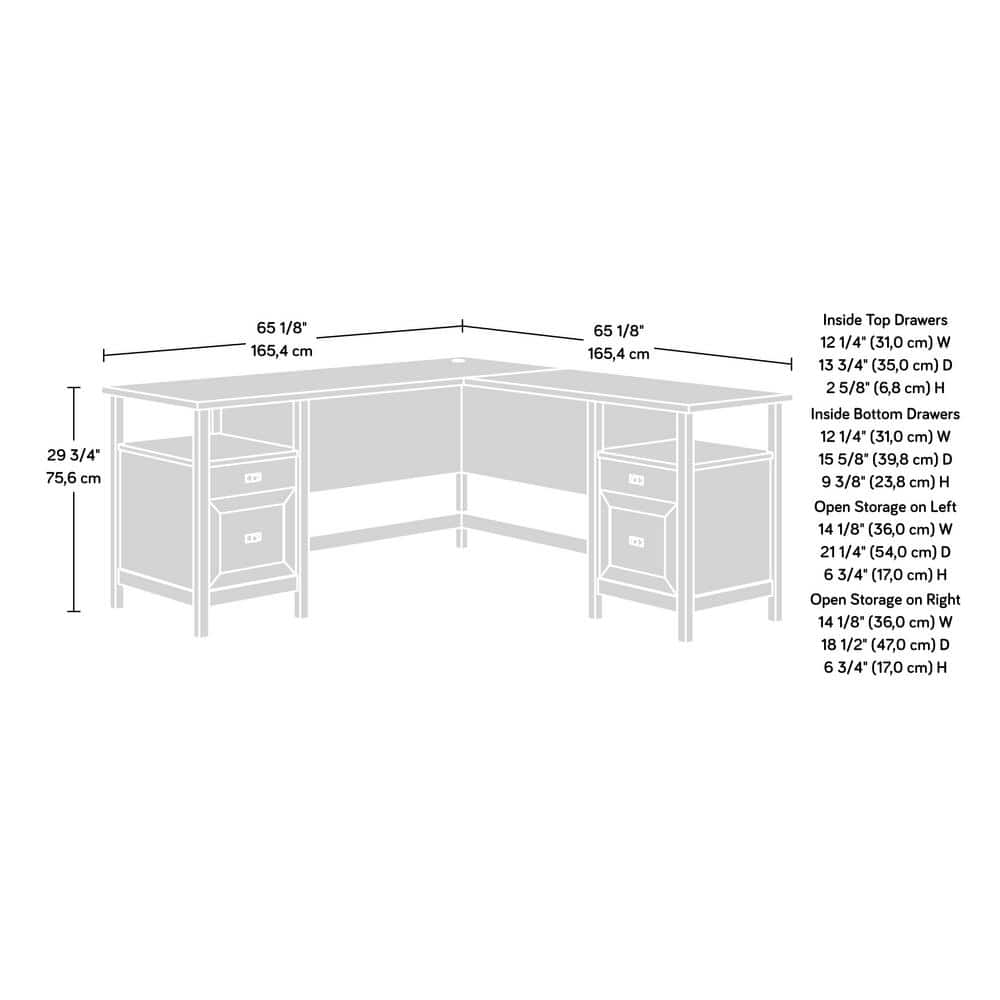 Cottage Road Coastal White Wood L-Shaped Desk with Black Hardware