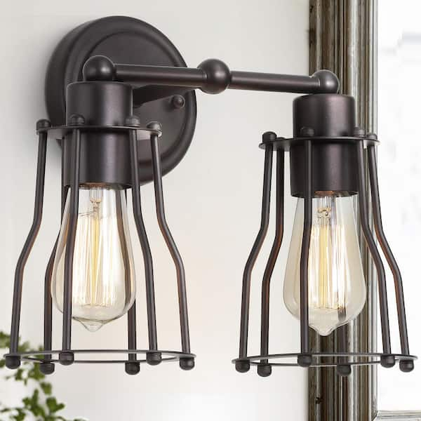 JONATHAN Y Florence 12.5 in. 2-Light Metal Oil Rubbed Bronze Vanity Light