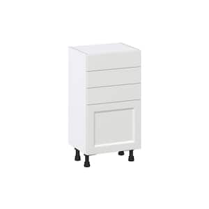 18 in. W x 14 in. D x 34.5 in. H Alton Painted White Shaker Assembled Shallow Base Kitchen Cabinet with 3 Drawers