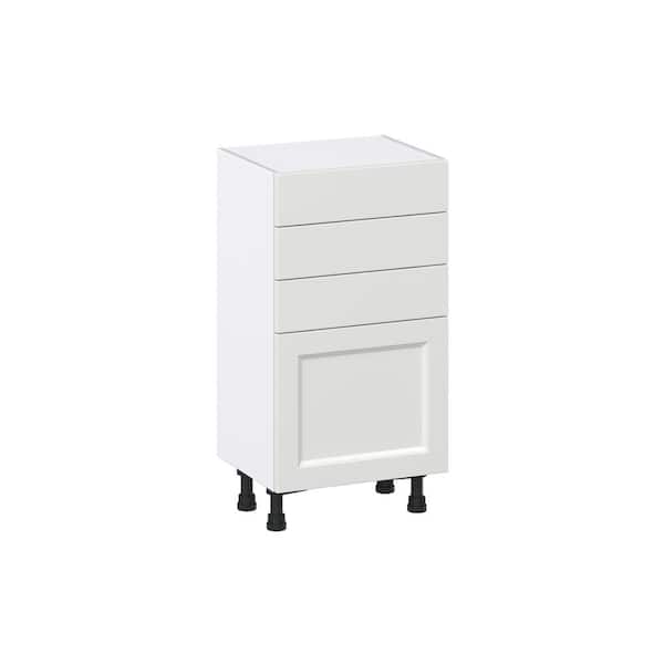 J COLLECTION 18 in. W x 14 in. D x 34.5 in. H Alton Painted White Shaker Assembled Shallow Base Kitchen Cabinet with 3 Drawers