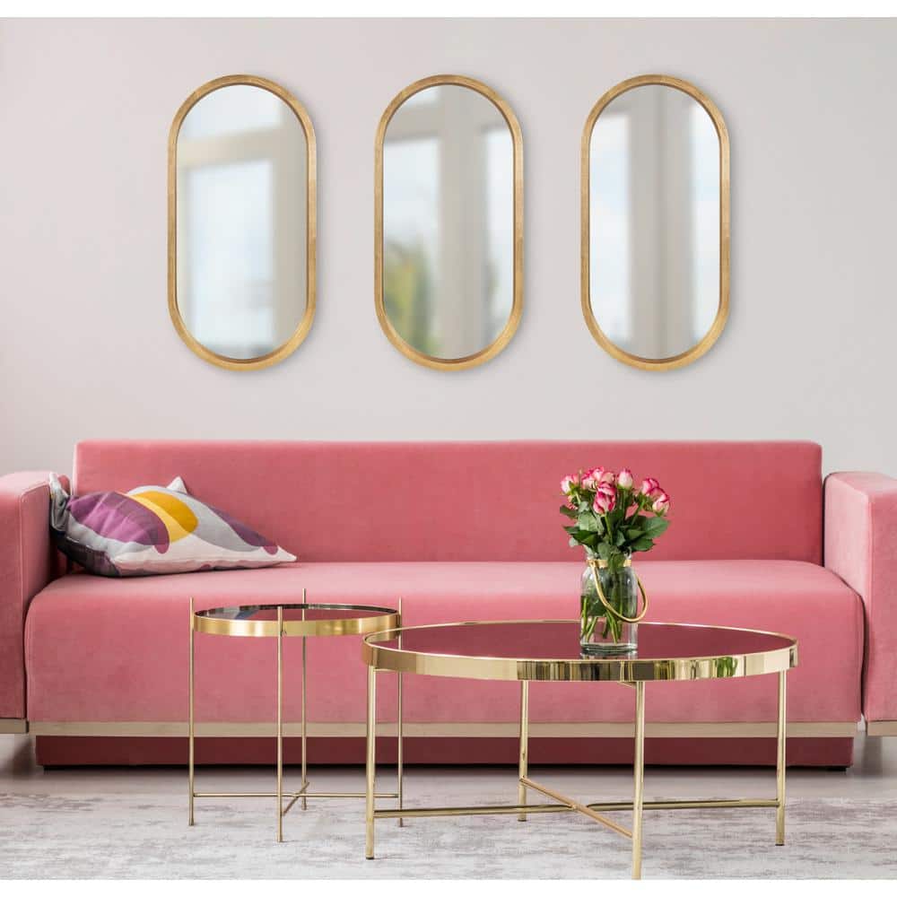 Travis Capsule Framed Full-Length Wood Mirror in Gold