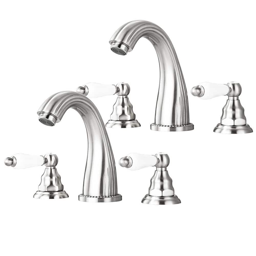 2 Handles 8 in. Widespread Bathroom Faucet 3-Hole Sink Faucet in Brushed Nickel (2-Pack) price history on PriceWatchPro