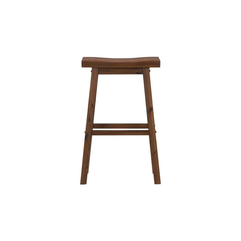 Chestnut Wire-Brush Saddle Style Solid Wood Barstool, 30"