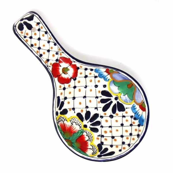 Colorful Kitchen Ceramic Spoon Rest - Hand Painted - Mexican Style