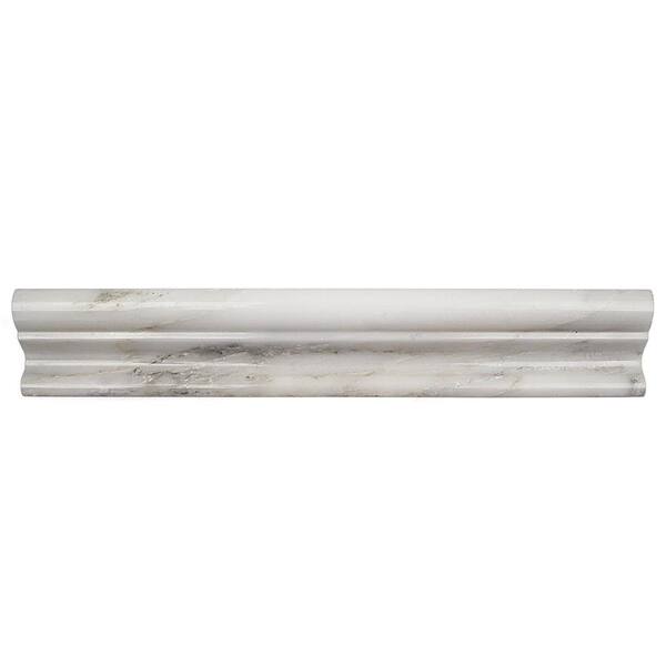 Ivy Hill Tile Brushed Asian Statuary Honed Marble Chair Rail Trim Tile - 2 in. x 8 in. Tile Sample