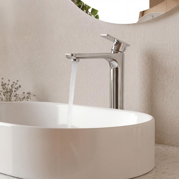 12.5 in. H Tall Single-Hole Single-Handle Bathroom Faucet for Vessel Sinks in Polished Chrome with Pop-Up Drain