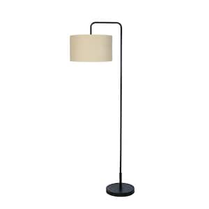 63 in. Black Indoor Standard Floor Lamp with Decorator Shade