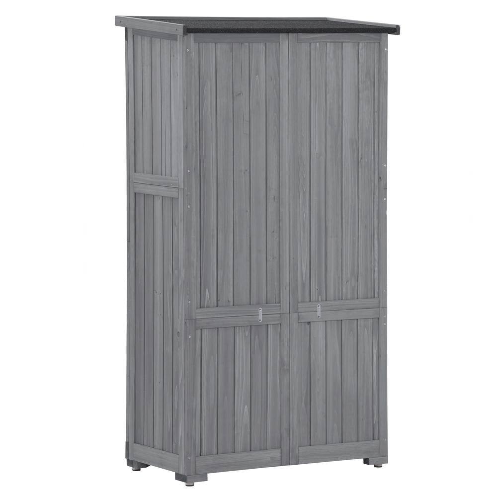 2.5 ft. W x 1.5 ft. D Gray Wooden Garden Shed 3-Tier Patio Storage Cabinet 