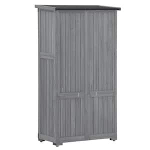 2.5 ft. W x 1.5 ft. D Gray Wooden Garden Shed 3-Tier Patio Storage Cabinet Outdoor Organizer (4.4 sq. ft.)