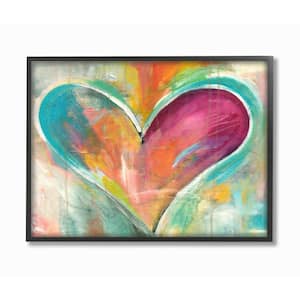 11 in. x 14 in. "Abstract Colorful Textural Heart Painting" by Artist Kami Lerner Framed Wall Art