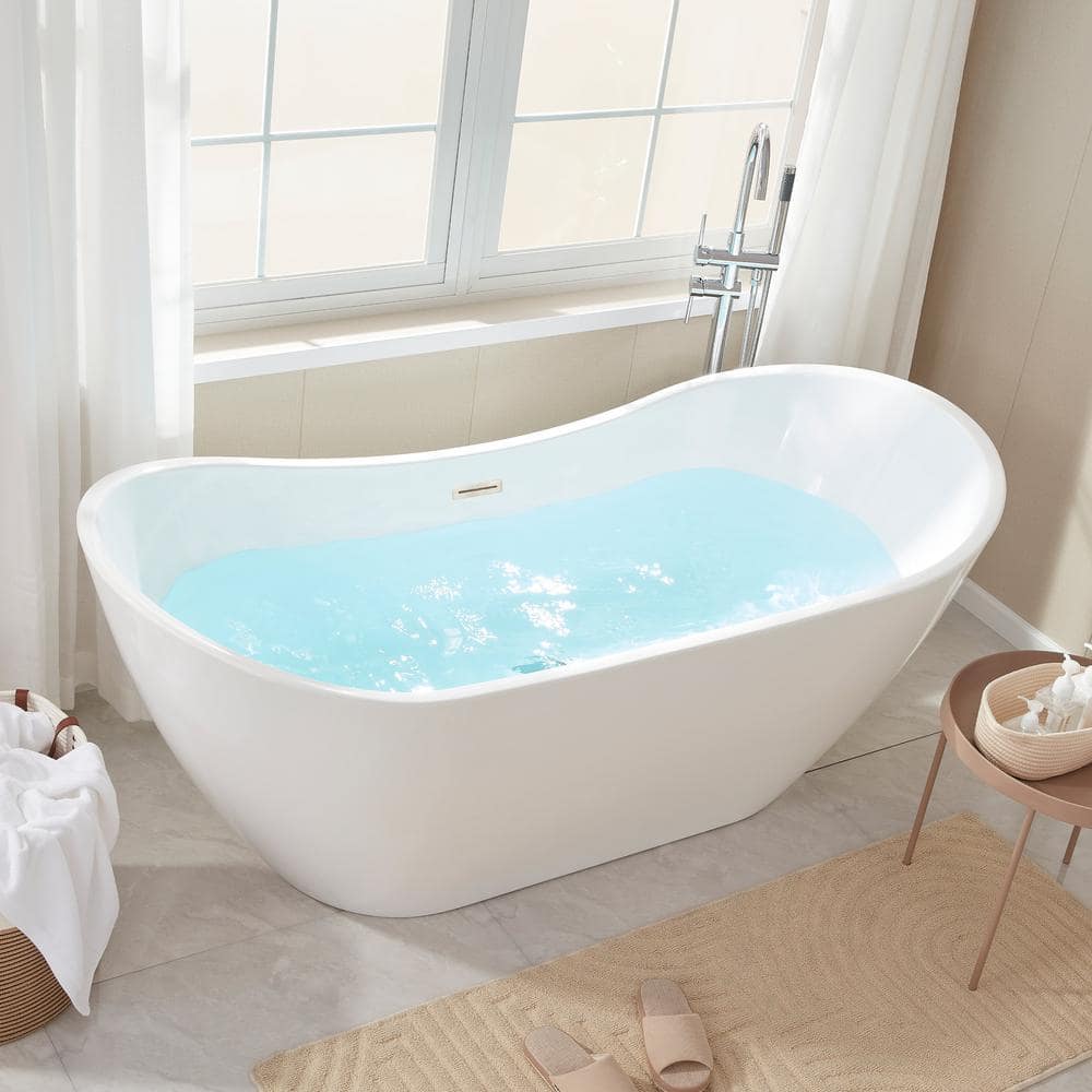 Ophelia 71'' White Acrylic Freestanding Soaking Bathtub