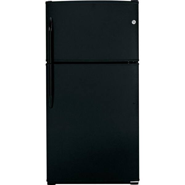 GE 32.75 in. W 21.0 cu. ft. Top Freezer Refrigerator in Black