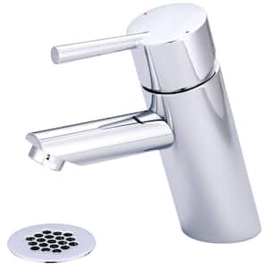 Single Handle Single Hole Deck Mounted Standard Bathroom Faucet in Polished Chrome