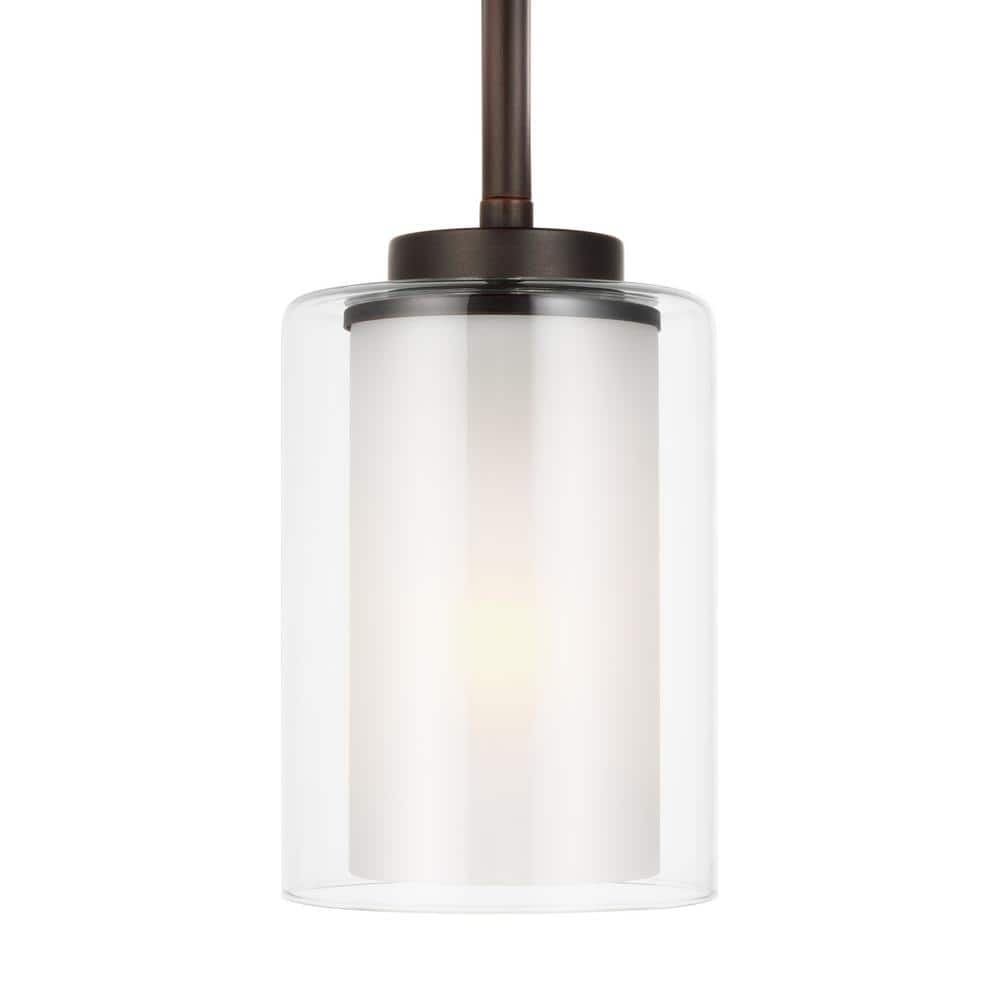 Elmwood Mini Bronze Pendant with Satin Etched Glass Shade