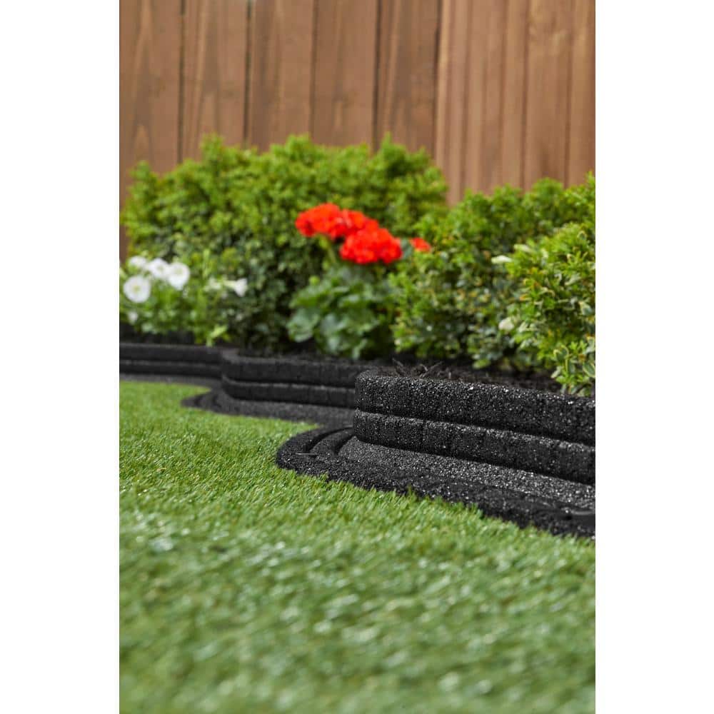 48-Pack Black Rubber Brickface Landscape Edging, 4' Sections