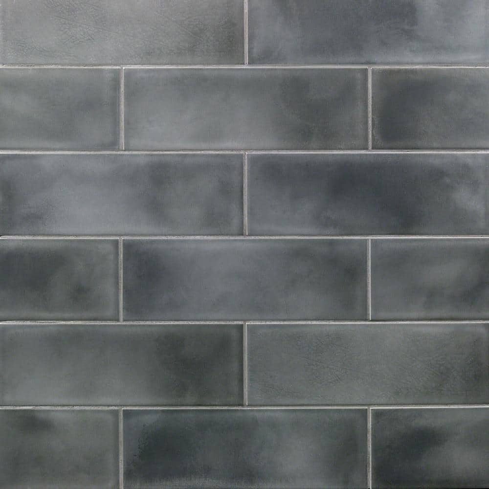 Gray Glossy Ceramic Subway Wall Tile 4" x 12"