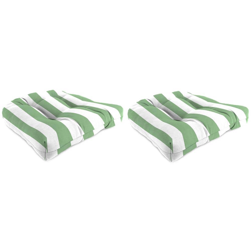 19" x 19" Green and White Polyester Outdoor Wicker Seat Cushion Set