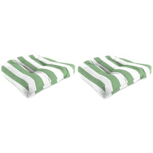 19 in. L x 19 in. W x 4 in. T Tufted Outdoor Wicker Seat Cushion in Awning Cucumber (2-Pack)