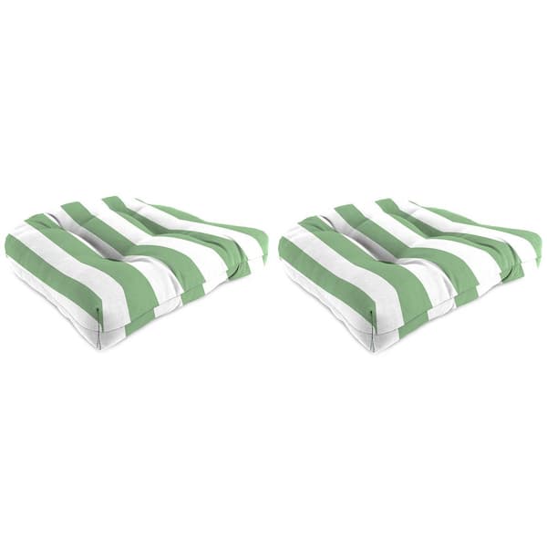 Jordan Manufacturing 19 in. L x 19 in. W x 4 in. T Tufted Outdoor Wicker Seat Cushion in Awning Cucumber (2-Pack)