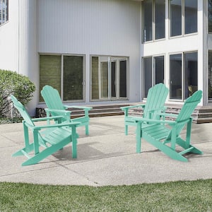 Apple Green HIPS Plastic Weather Resistant Adirondack Chair for Outdoors (4-Pack)