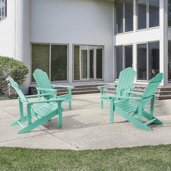 JOYESERY Apple Green HIPS Plastic Weather Resistant Adirondack Chair for Outdoors (4-Pack)