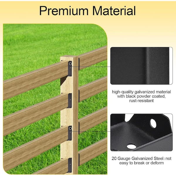 3.5 in x 1.75 in. Black 18-gauge Carbon Steel Fence Bracket, Deck Railing Bracket (20-Pack)