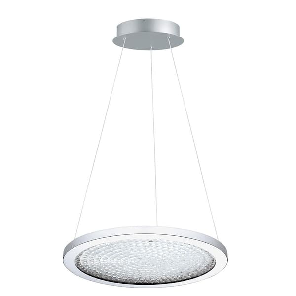 Eglo Arezzo 3 18 in. W x 75.77 in. H Chrome LED Pendant Light with Clear Glass Shade