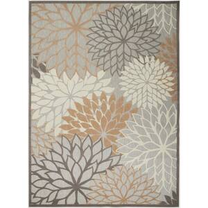 Aloha Natural 12 ft. x 15 ft. Floral Contemporary Area Rug