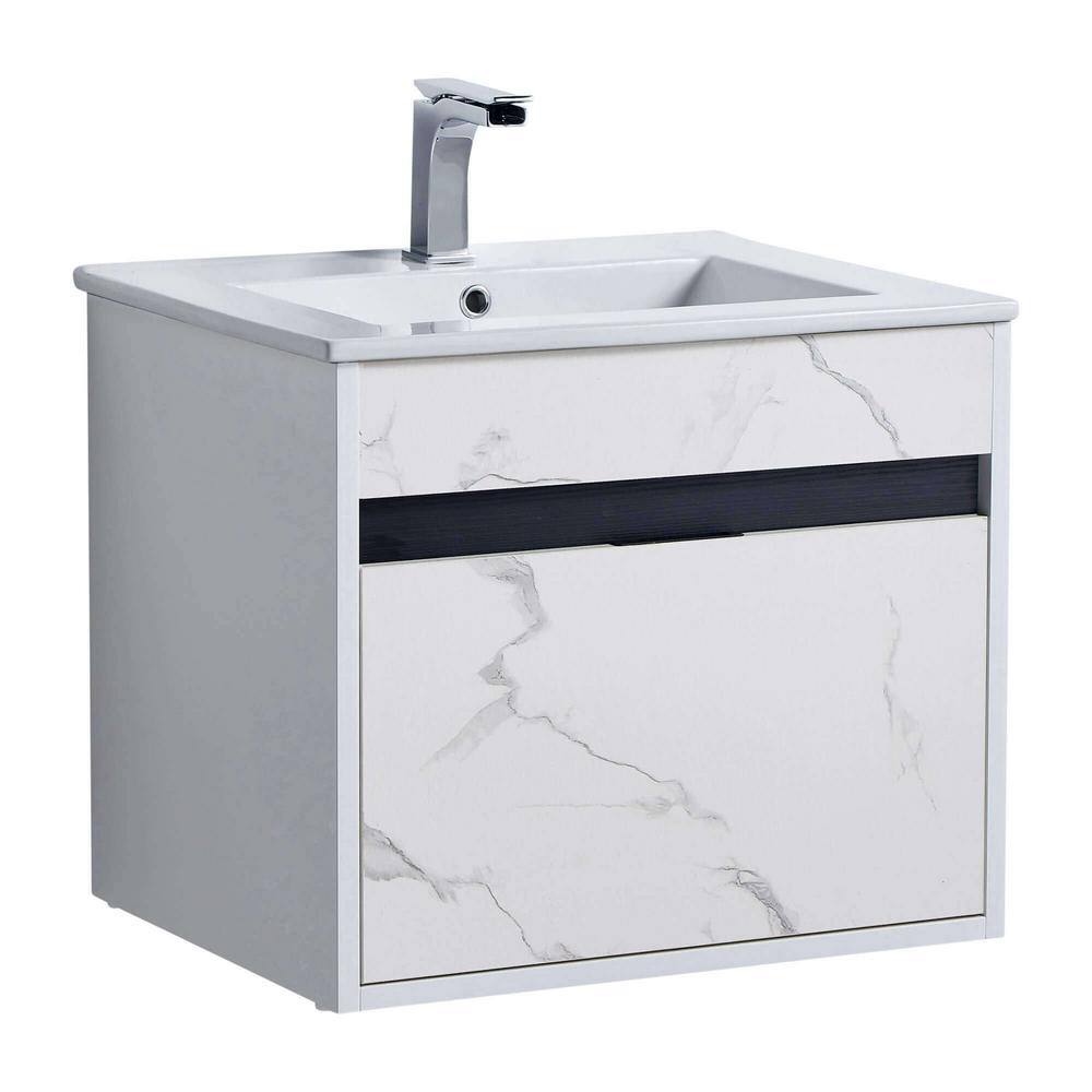 Alpine 20 in. W x 18.11 in. D x 19.75 in. H Bathroom Vanity Side Cabinet in White Marble with White Ceramic Top price history on PriceWatchPro