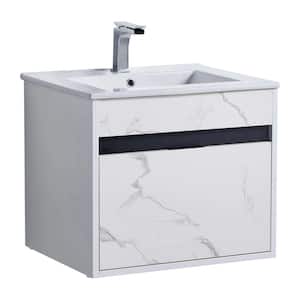 Alpine 20 in. W x 18.11 in. D x 19.75 in. H Bathroom Vanity Side Cabinet in White Marble with White Ceramic Top