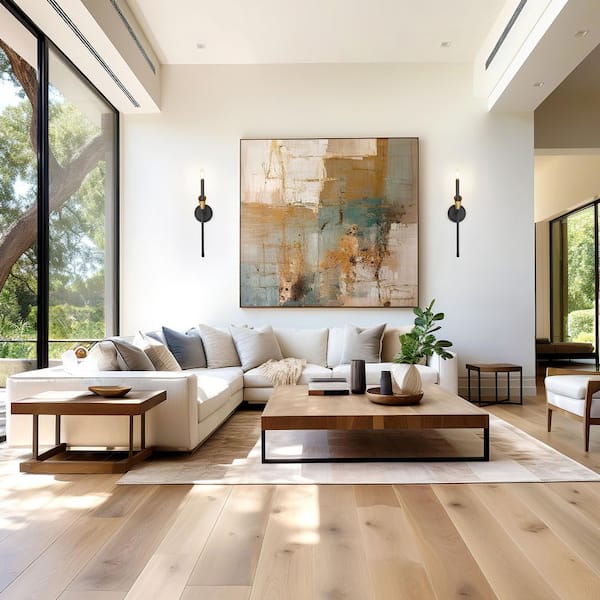 Claudelle 5.75 in. 1 Light Matte Black + Modern Gold Wall Sconce with White Fabric Shade