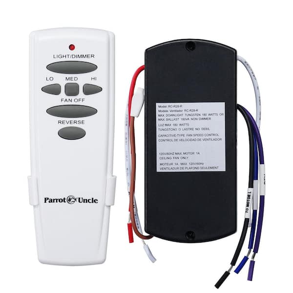 3 Speed White Hand-held Remote Control with Receiver and Wall Holder