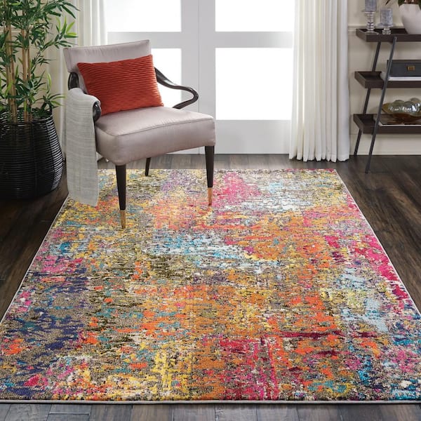 Celestial Sunset Multicolor 5 ft. x 7 ft. Abstract Bohemian Area Rug