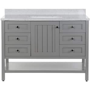 Lanceton 49 in. W x 22 in. D x 39 in. H Single Sink  Bath Vanity in Sterling Gray with Silver Ash Solid Surface Top