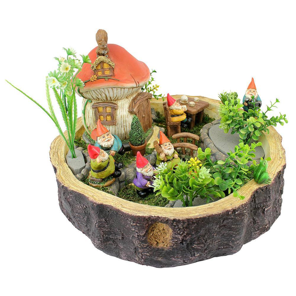 Miniature Gnome Garden with Faux Log and Accessories