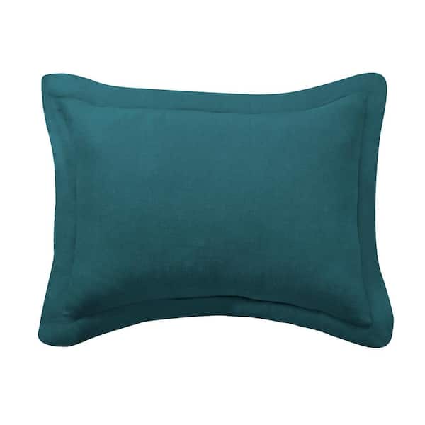 LEVTEX HOME Washed Linen Teal Blue Flange 36 in. x 20 in. King Sham