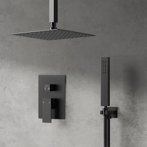 Classic Rain 10 in. Single Handle 2-Spray Shower Faucet 2.5 GPM with Pressure Balance in. Matte Black Valve Included