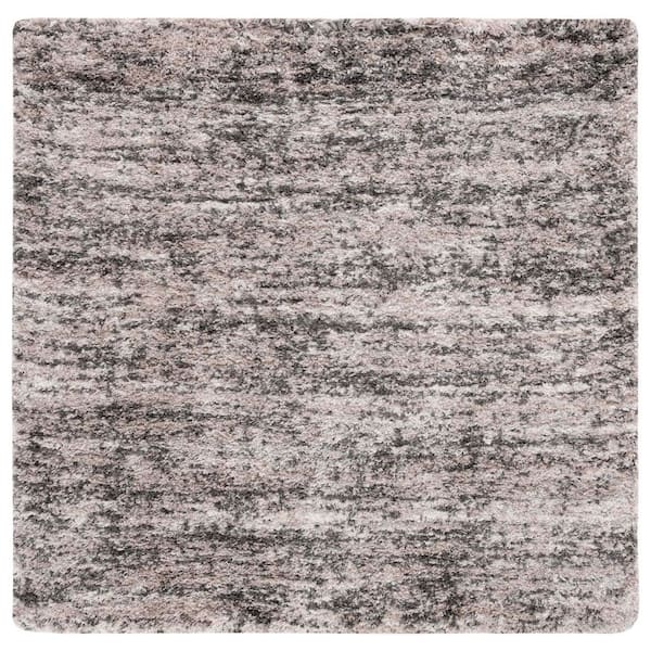 Iceland Shag 8 ft. x 8 ft. Cream/Gray Abstract Distressed Square Area Rug